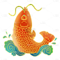金边中国风氛围向插画-鱼