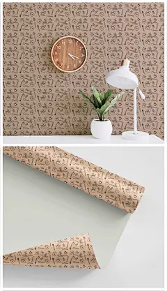 棕色咖啡色西餐厅面包房厨房工具图案墙纸