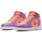 Jordan 1 Mid "Orange Pulse/Atomic Violet/Laser Crimson" Preschool Kids' Shoe View 3