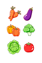 卡通手绘蔬菜胡萝卜茄子西红柿矢量装饰元素