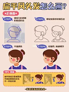 插画教程|㊙️4步学会12个扁平风人物发型