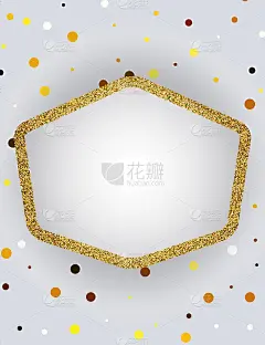 商务问候卡片模板。黄金闪亮的框架
