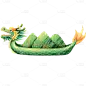 端午节渐变创意粽子粽叶船龙舟插画组合元素