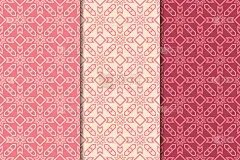 一套几何装饰。樱桃红无缝图案