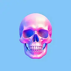 头骨面呈粉红色和蓝色