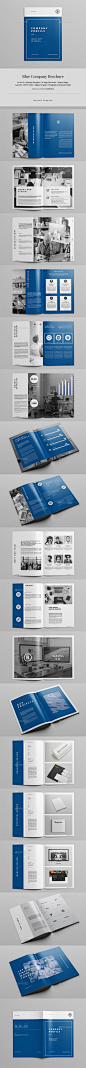 Blue Company Brochure Template InDesign INDD - 36 Pages A4 & US Letter Size