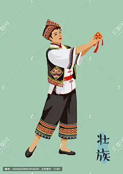 壮族 壮族插画 手绘壮族人物 56个民族 五十六民族 少数民族 民族人物 民族团结展板 民族大团结 民族宣传 手绘少数民族插画 民族服饰 民族文化