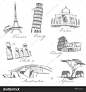 国家象征素描:法国、意大利、印度、智利、非洲、澳大利亚。矢量图-建筑物/地标,背景/素材-海洛创意(HelloRF)-Shutterstock中国独家合作伙伴-正版图片在线交易平台-站酷旗下品牌