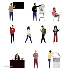 扁平插画小人物png素材-插画人物参考png- 插画人物小人素材png- 扁平插画 小孩 大人 上班族插画-情感化扁平插画人素材png-@kaysar007