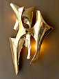 Signed Wall Light by Fred Brouard, wall lamp gold, elle decor furniture, handmade design furniture, lighting: 