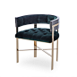 Art Tufted Dining Chair - Green Velvet : Green Velvet Seat & Back with Rose Gold Frame