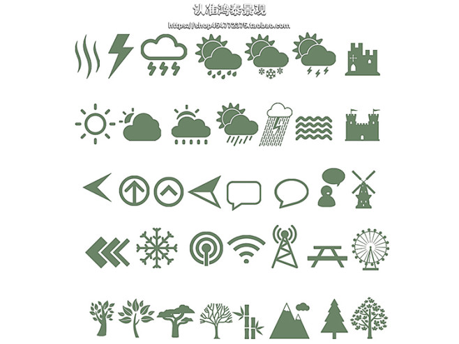 景观园林旅游规划设计符号图标分析图ps素...