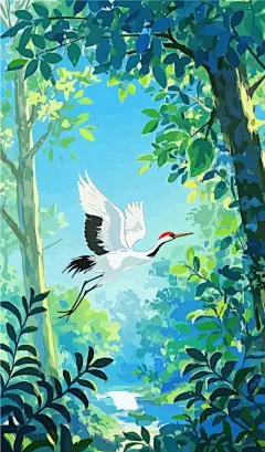 仙鹤丹顶鹤矢量图形插画