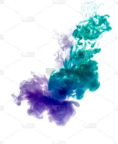 颜色进入液体，在运动中拍照。云丝墨水在白色孤立的背景，一个抽象的旗帜。