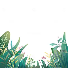 手绘插画春天扁平风底部边框花草高清模板免费下载-趣麦麦图
