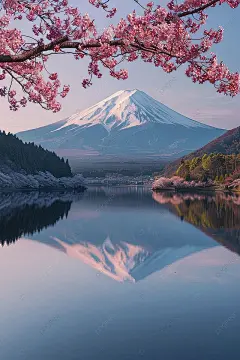 其中包括图片：桜とその前に湖がある富士山背景 無料ダウンロードのための壁紙画像 - Pngtree
