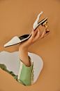 Lissom Sandals / 19RS-S384 : 19RS_'Oasis'  Color : white, mango+blue, black+mustard, grey Material : cow skin, calf skin+satin, kid skin+satin  Heel height : 7cm gallery heels
