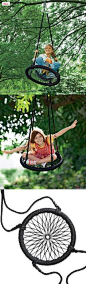 Round-and-Round Outdoor Swing, Swing away! This unique Round-and-Round Nylon Rope Outdoor SwingTM brings the thrill of your child's favorite playground tire swing to your backyard.Kids can sit in a variety of positions on the handw..., <a class="p