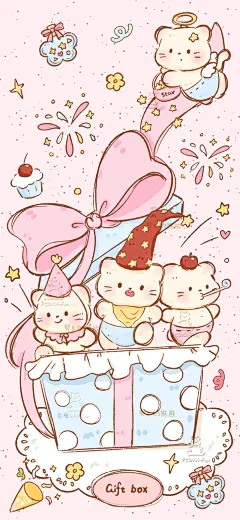 惊喜礼盒小猫｜原创可爱壁纸❤️469 - 小红书