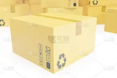 配送经营理念，堆叠瓦楞纸箱，包装隔离上白。三维渲染