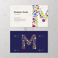 现代字母M圈名片模板