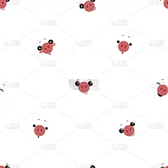 猪,白色,四方连续纹样,卡通,可爱的,华丽的,纺织品,恐怖,壁纸,爱