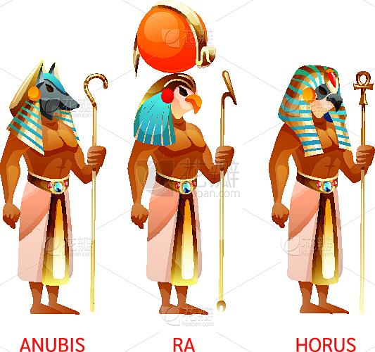 埃及,远古的,死神阿努比斯,鹰神荷鲁斯,...
