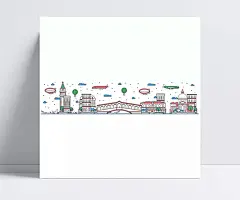 卡通手绘城市风景建筑插画矢量素七|云朵,飞机,飞船,氢气球,桥梁,欧式建筑,卡通建筑,风景建筑,世界著名建筑,手绘建筑,插画,城市建筑,矢量素材