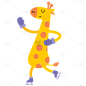 扁平-矢量可爱拟人动物贴纸-长颈鹿