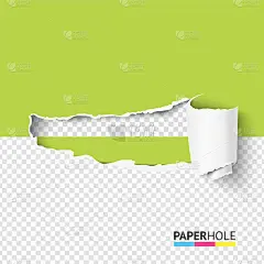 半空纸洞矢量旗帜与滚动撕破片透明作为揭示信息的概念