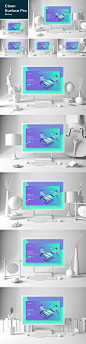 时尚清新的白色质感的Surface Pro UI样机展示模型mockups 