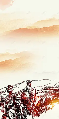 手绘红军纪念长征精神文艺晚会海报背景 长征胜利 背景 设计图片 免费下载 页面网页 平面电商 创意素材