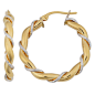 Fremada 18k Two-tone Gold Italian High Polish and Diamond-cut Twist Hoop Earrings