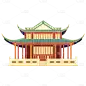 手绘-中国风建筑元素贴纸平湖秋月
