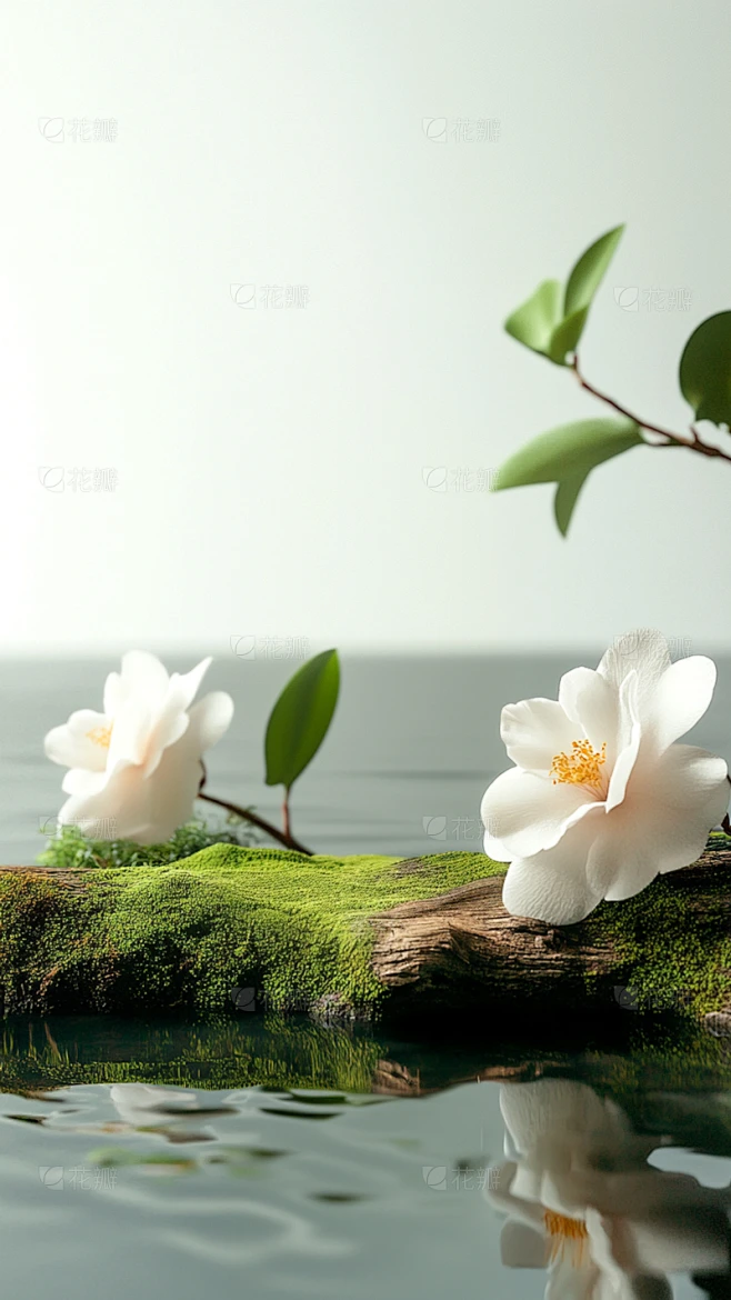 植物系列实景感山茶花植物展台背景素材-花瓣网