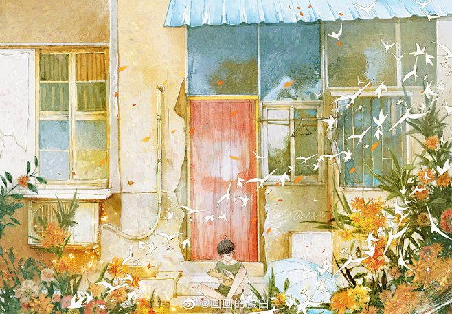 【含绘画过程】相伴的日子_画画的慕白__...