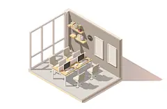 创意3D立体场景建筑空间切面插画设计