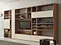 Mueble modular de pared en nogal con soporte para tv SPEED HColecciónSpeed by Dall'Agnese |  diseñoImago Design，Massimo Rosa：