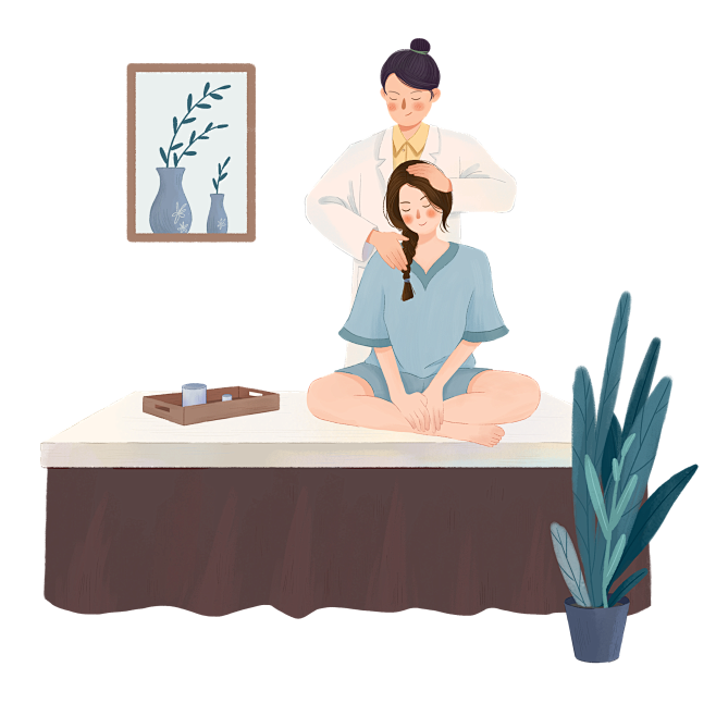 花瓣素材_手绘-养生按摩人物场景插画5_48261245