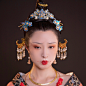 【霜翎阁】烧蓝发冠套装博鬓汉服古风魏晋宋明制簪发钗饰品{楚瑛}-淘宝网