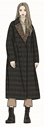 个性深色条纹大外套女装服装效果图