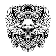 翅膀纹身骷髅插画矢量图设计素材