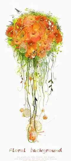 插画—艳丽的橘红色花朵和细长的枝条psd素材PSD分层素材|PSD素材|插画|花边|花边素材|花纹|花纹素材|橘红色花朵|艳丽的花朵|植物