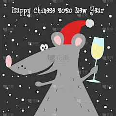 可爱的,2020,卡通,符号,老鼠,传统,贺卡,春节,新年前夕,传统节日