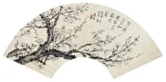 罗聘——《墨梅》水墨纸本 扇面欣赏  |  
清|罗聘(1733-1799)，&quot;扬州八怪&quot;之一。字遯夫，号两峰，又号衣云、花之寺僧、金牛山人、师莲老人等。祖籍安徽歙县，后迁扬州。为金农入室弟子，人物、佛像、山水、花果、梅、兰、竹等，无所不工，笔调奇创，超逸不群，别具一格。妻方婉仪，字白莲，亦擅画梅兰竹石，并工于诗。子允绍、允缵，均善画梅，人称&quot;罗家梅派&quot;。