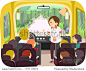 Illustration of Kids on a Tour Bus Listening to Their Tour Guide