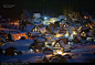 Shirakawa-go in the night - stock photo