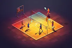 扁平风体育场简约运动员插画