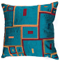 Handmade Poly Dupione Blue/Red (18"x18") Pillow transitional-decorative-pillows