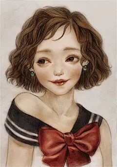 微写实少女插画